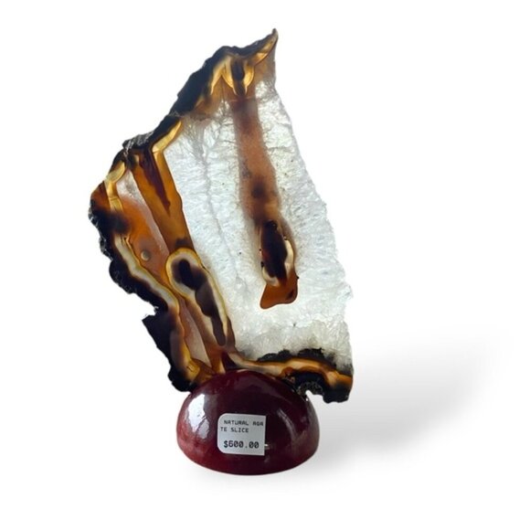 Natural Agate slice and stand - Picture 1 of 7